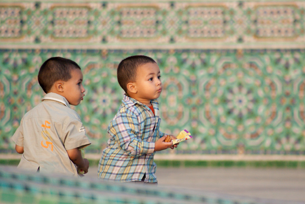 Kids in front of Hassan II Mosque
